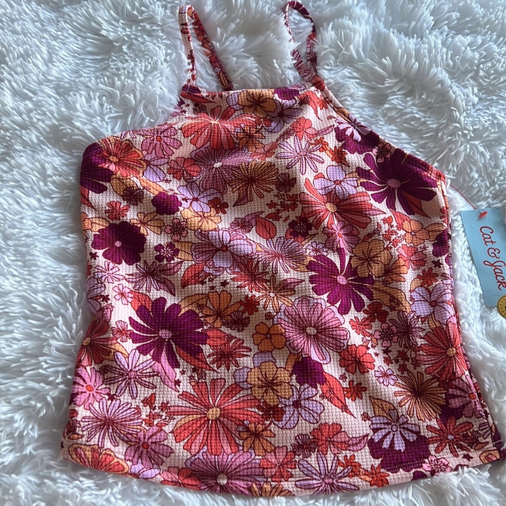 New! Girls floral tankini swimsuit set - Picture 2 of 6